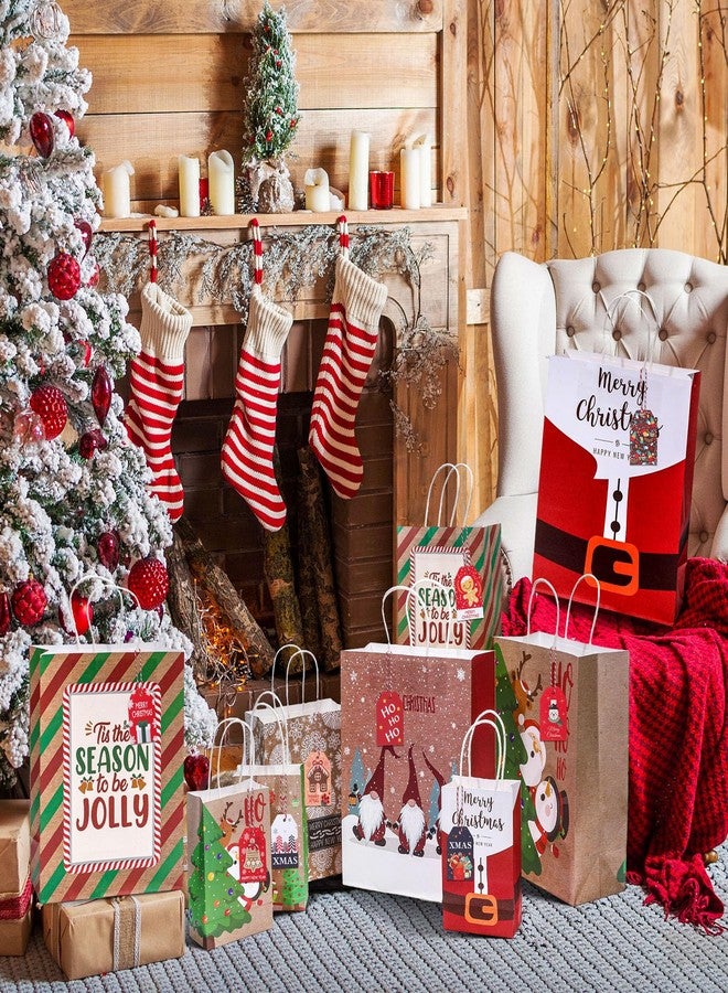 اياستي مجموعة إيستي المكونة من 24 قطعة من أكياس هدايا عيد الميلاد، أكياس هدايا كرافت مزينة بـ 48 ملصقًا، 3 أحجام، أكياس حلوى وهدايا عيد الميلاد لتزيين حفلات عيد الميلاد وتغليف هدايا الشتاء، لوازم الحفلات - Image 5